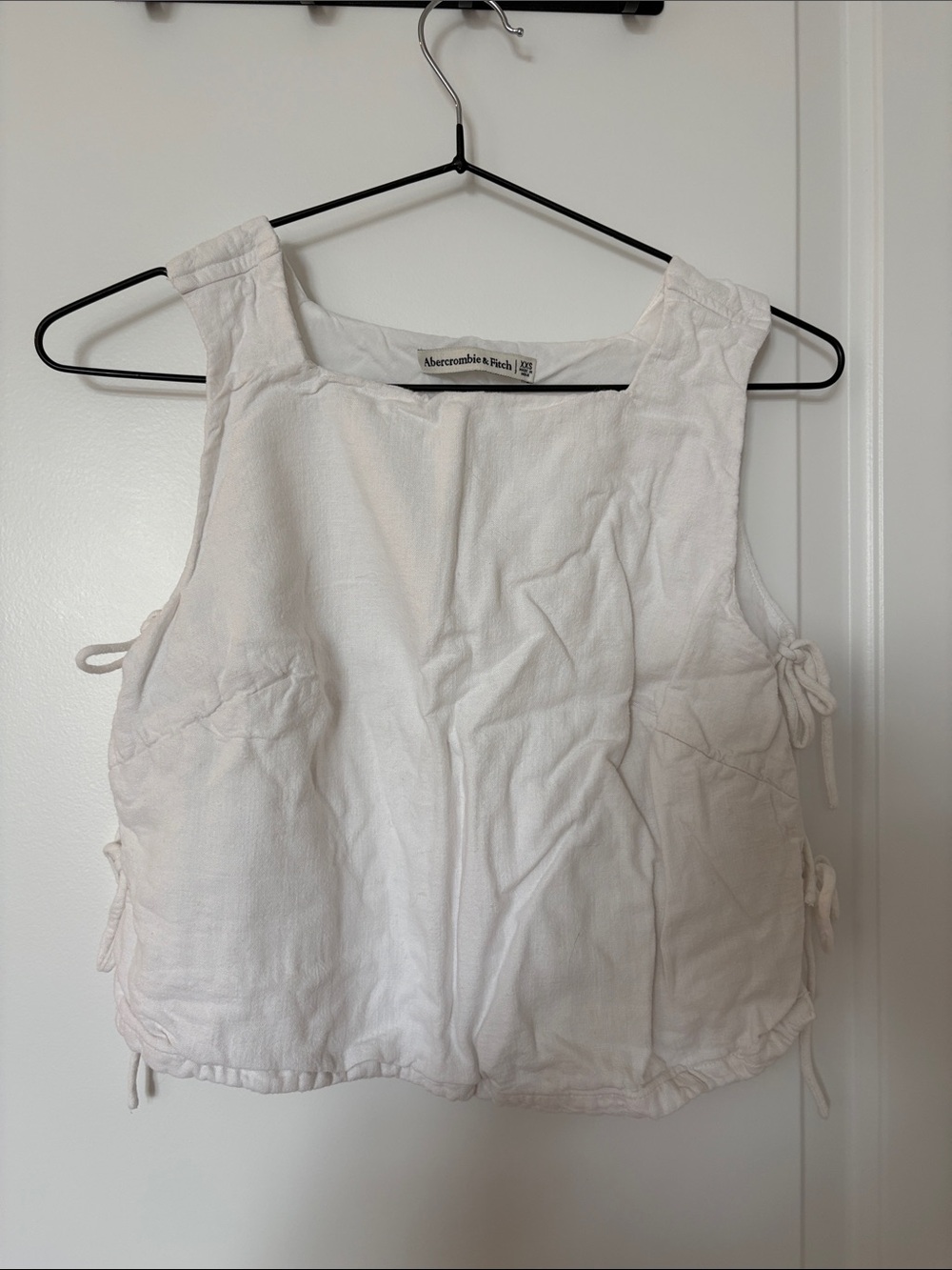 Abercrombie & Fitch White Linen-Blend Side Tie Tank